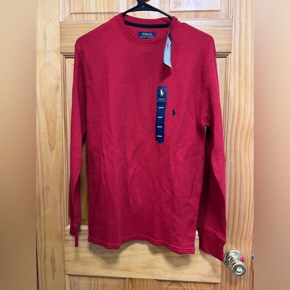 Ralph Lauren size S red waffle knit long sleeve t - Picture 1 of 6